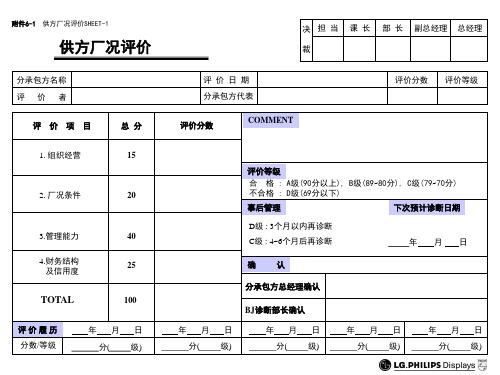 供应商工厂审查表