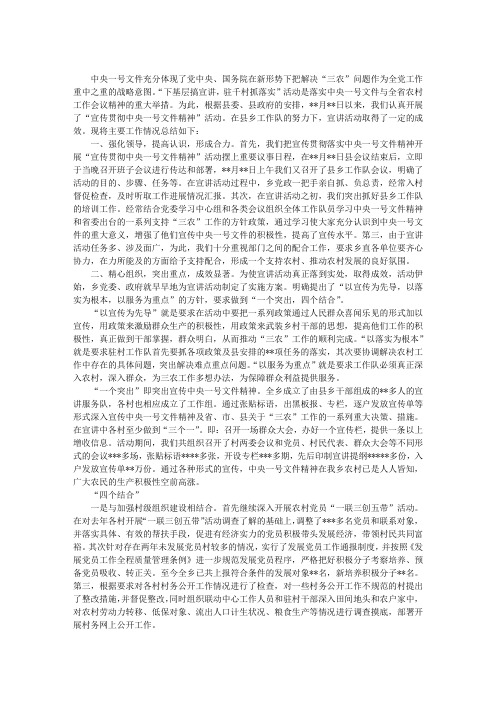 宣传贯彻中央一号文件精神活动总结工作总结