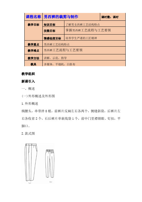 男西裤的裁剪与制作