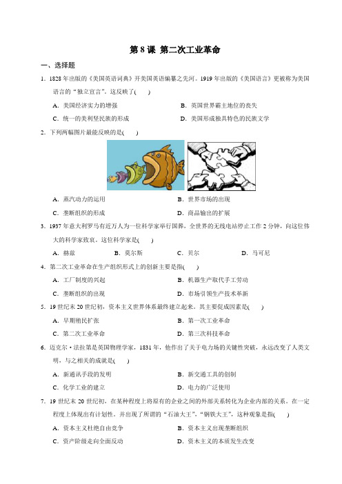 人教版必修二 第8课 第二次工业革命 同步练习题