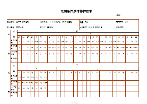 混凝土同条件试件养护记录