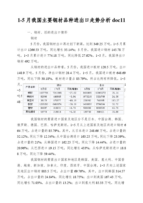 1-5月我国主要钢材品种进出口走势分析doc11