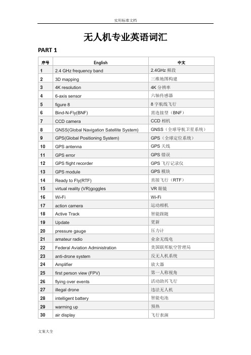 无人机专业英语词汇