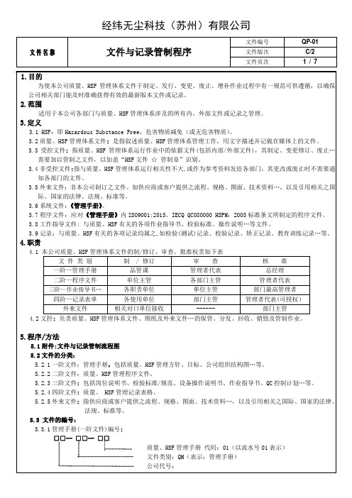 HSF文件与记录管制程序