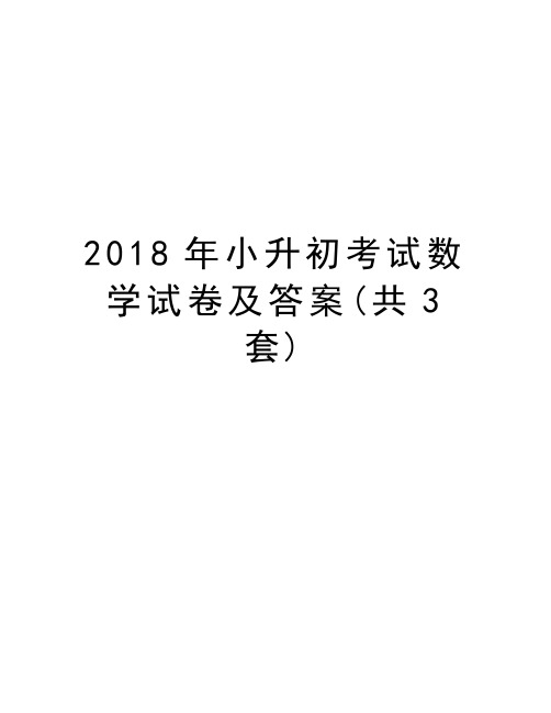 2018年小升初考试数学试卷及答案(共3套)复习过程