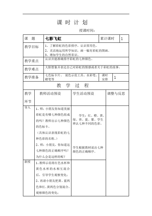 湖南美术出版社一年级上册美术全册教案-7.七彩飞虹