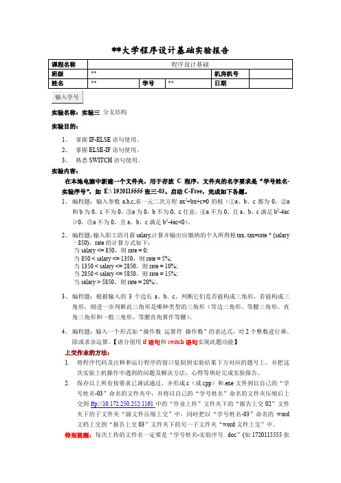 大学程序设计基础实验报告 (2)