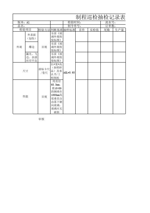 玻璃检验表