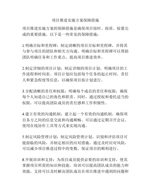 项目推进实施方案保障措施