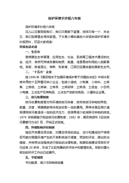 保护环境手抄报六年级