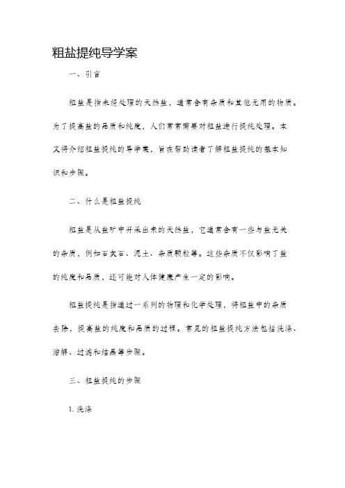 粗盐提纯导学案