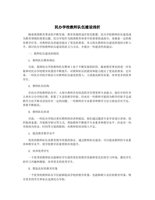 民办学校教师队伍建设浅析