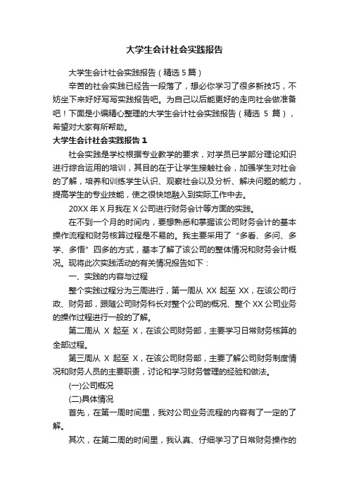 大学生会计社会实践报告（精选5篇）