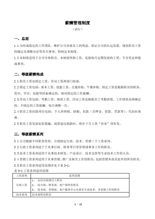 it互联网软件公司薪酬制度