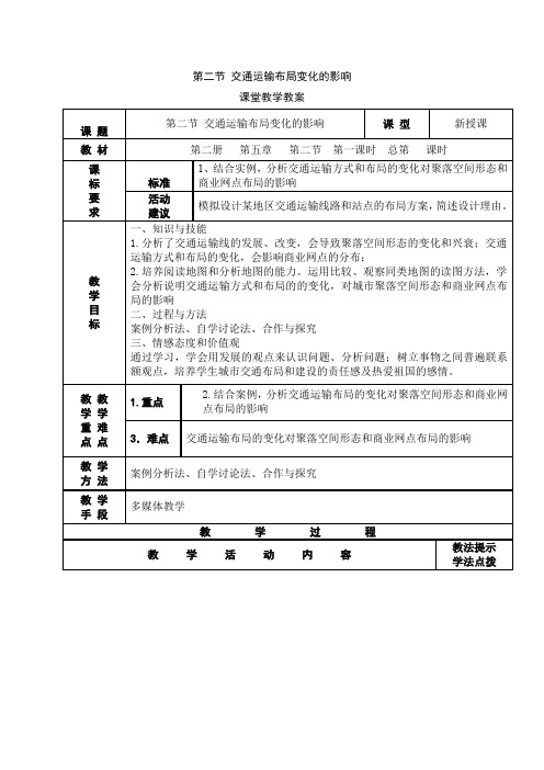 交通运输布局变化的影响(教案)