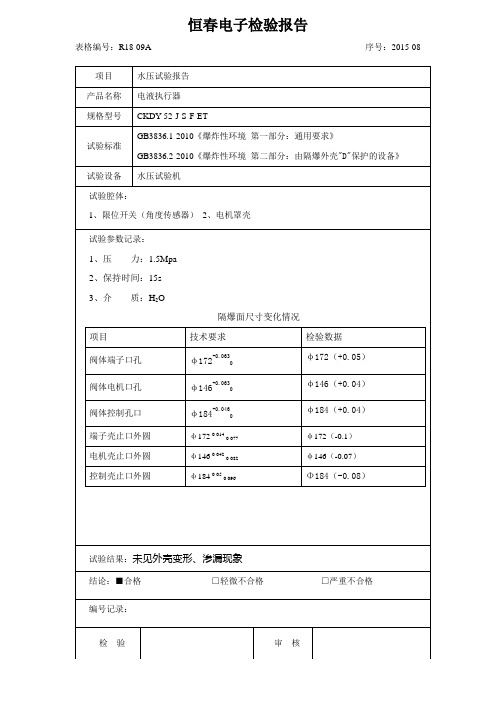 水压测试报告