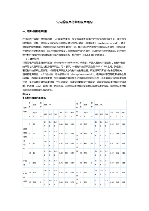 常用的吸声材料和吸声结构