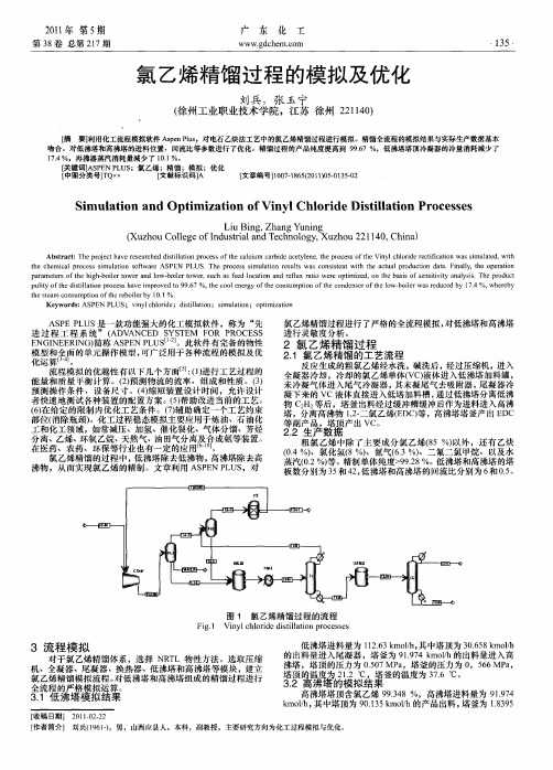 氯乙烯精馏过程的模拟及优化