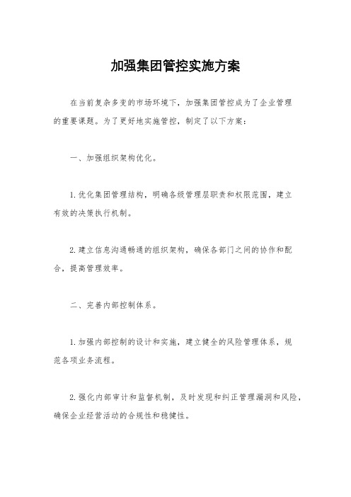 加强集团管控实施方案