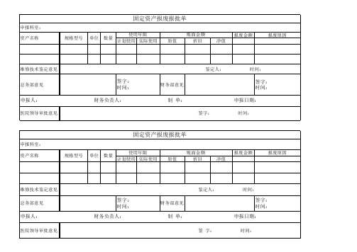 固定资产报损申请表