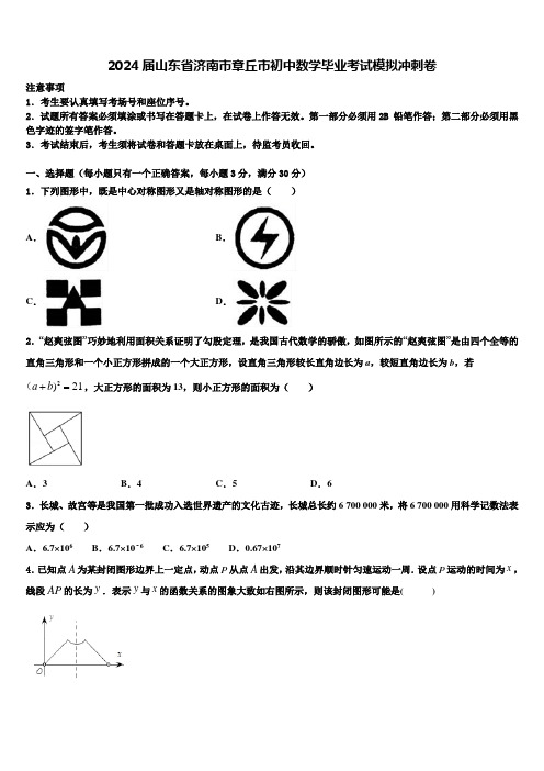 2024届山东省济南市章丘市初中数学毕业考试模拟冲刺卷含解析