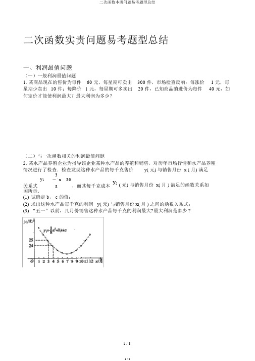 二次函数实际问题易考题型总结