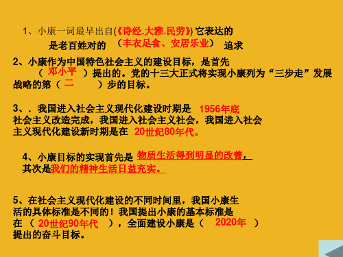 思想品德:第三单元《走进小康时代》复习课件 (湘师版八年级下)