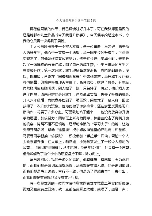 今天我是升旗手读书笔记3篇_读书笔记_