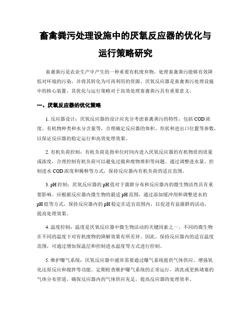 畜禽粪污处理设施中的厌氧反应器的优化与运行策略研究