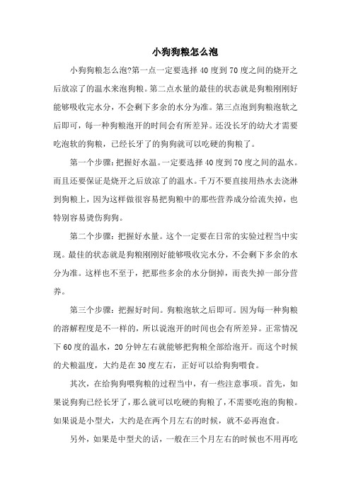 小狗狗粮怎么泡