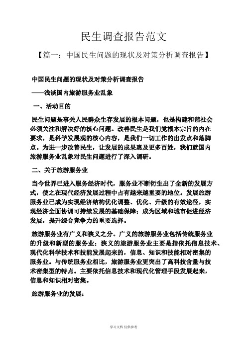 工作报告之民生调查报告范文