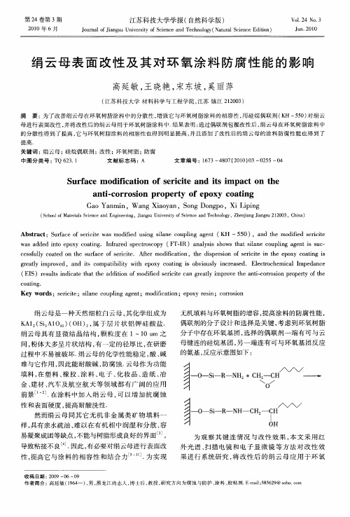 绢云母表面改性及其对环氧涂料防腐性能的影响