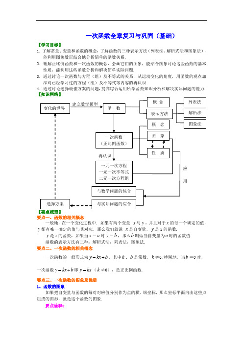 初二数学复习巩固经典 一次函数全章复习与巩固(基础)知识讲解