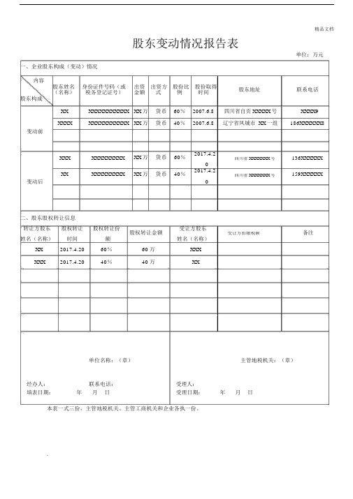 公司股东变动情况报告表.docx