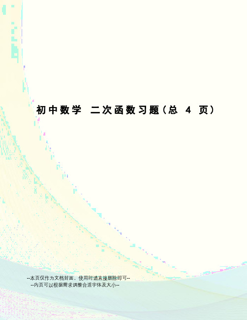 初中数学二次函数习题