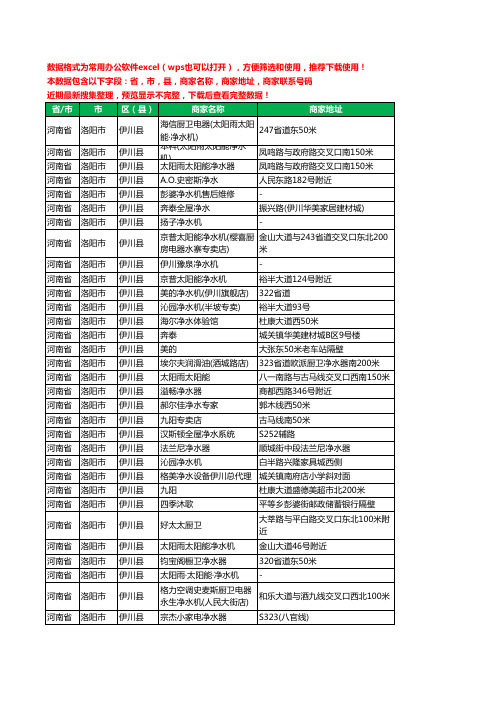 2020新版河南省洛阳市伊川县净水器工商企业公司商家名录名单联系电话号码地址大全53家