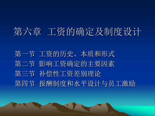 劳动经济学 第六章 工资的确定及制度设计