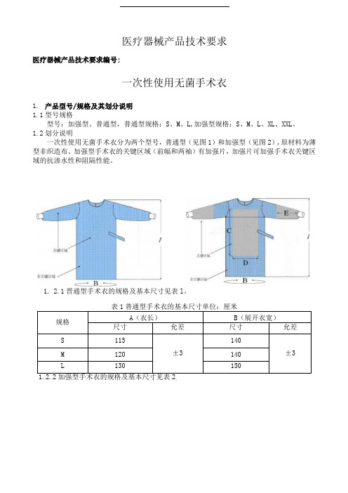 一次性使用无菌手术衣技术要求