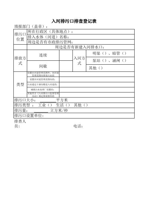 入河排污口排查登记表