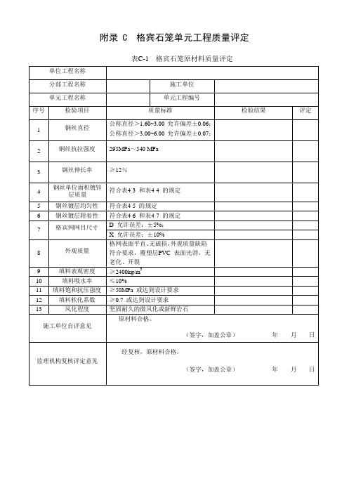 格宾石笼单元工程质量评定.doc