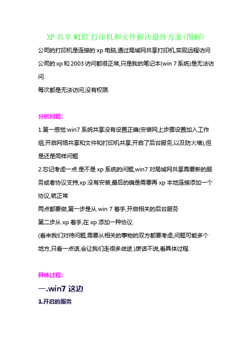 XP共享WIN7打印机和文件解决最终方案