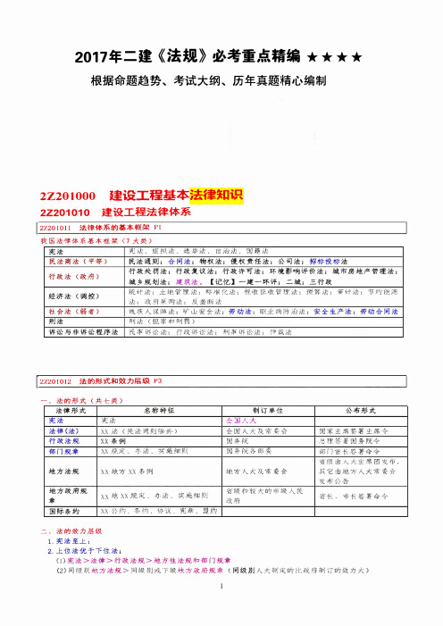 2018年二建《法规》必考重点精编五星推荐