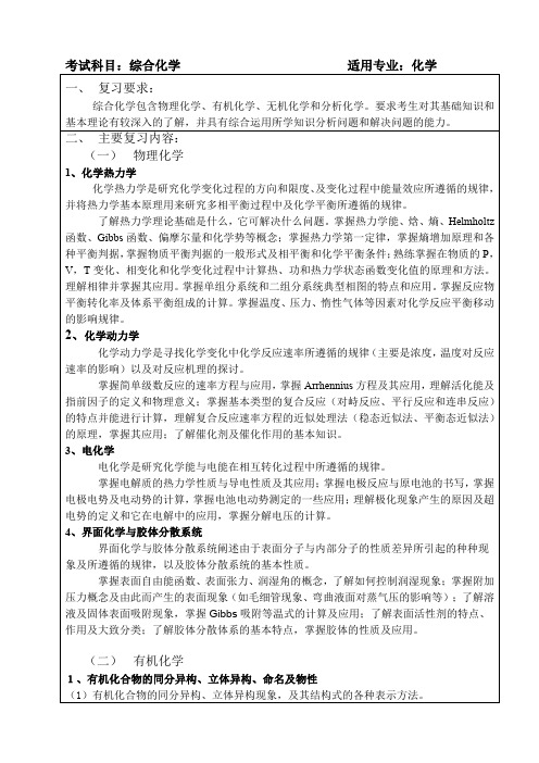 上海大学考研真题415综合化学