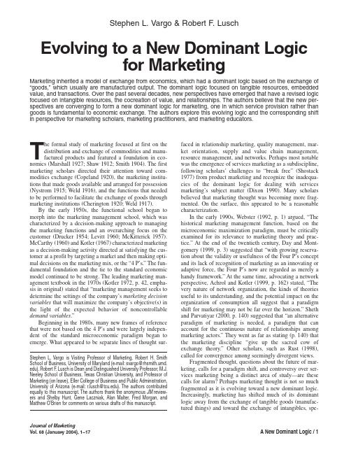 Evolving to a new dominant logic for marketing