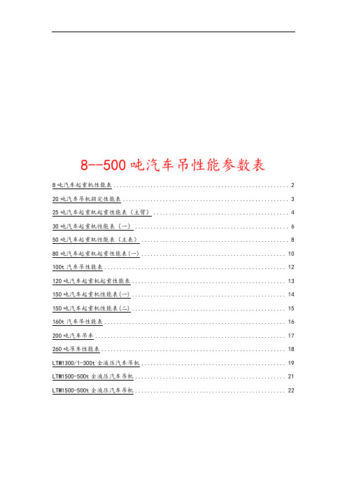 汽车吊性能全参数表格(徐)