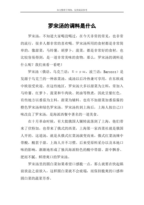 罗宋汤的调料是什么