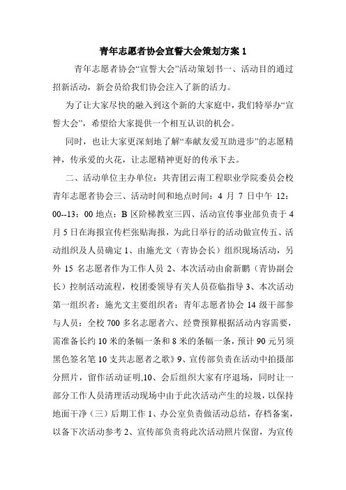 青年志愿者协会宣誓大会策划方案1.doc