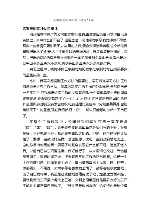 文案策划实习心得（精选14篇）