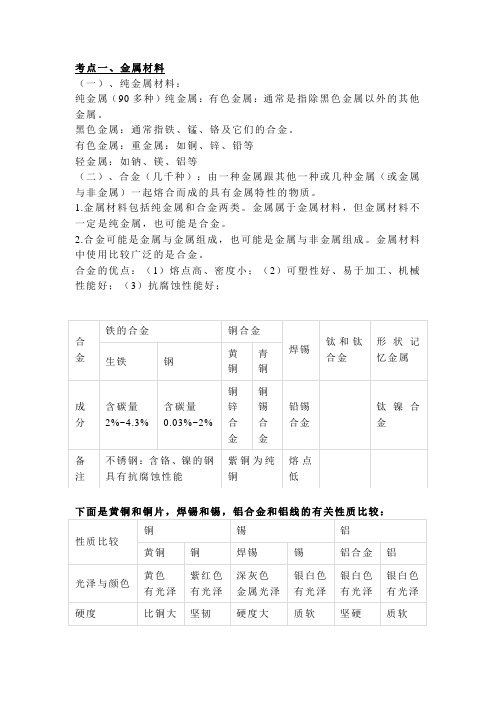 初三化学第八章 金属和金属材料知识点梳理