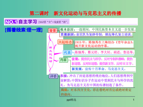 高考历史一轮复习 第二课时 新文化运动与马克思主义的传播课件 新人教版必修3